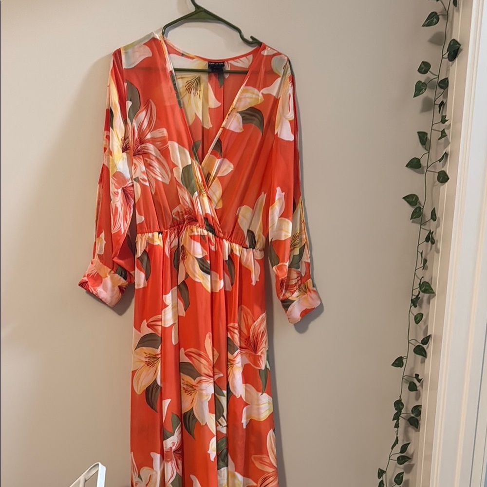 Floral Wrap Dress in Orange by [Brand]